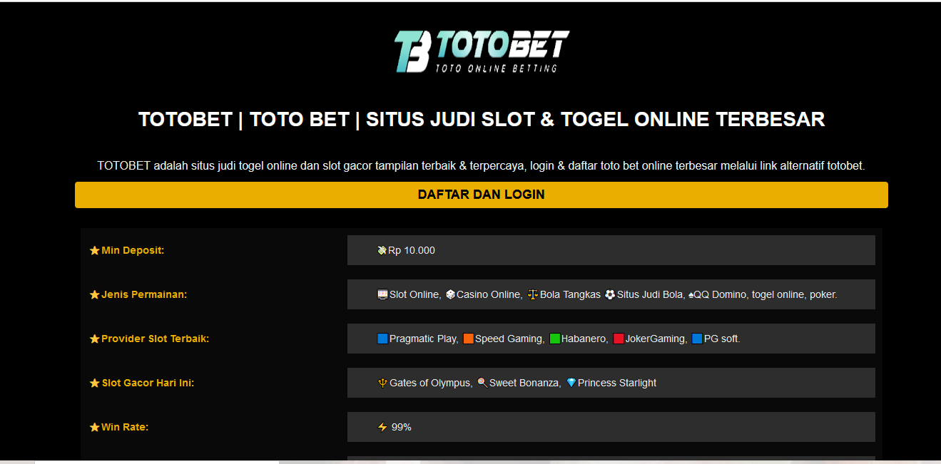 Tempat Bermain Populer Togel dan Slots Online Asia