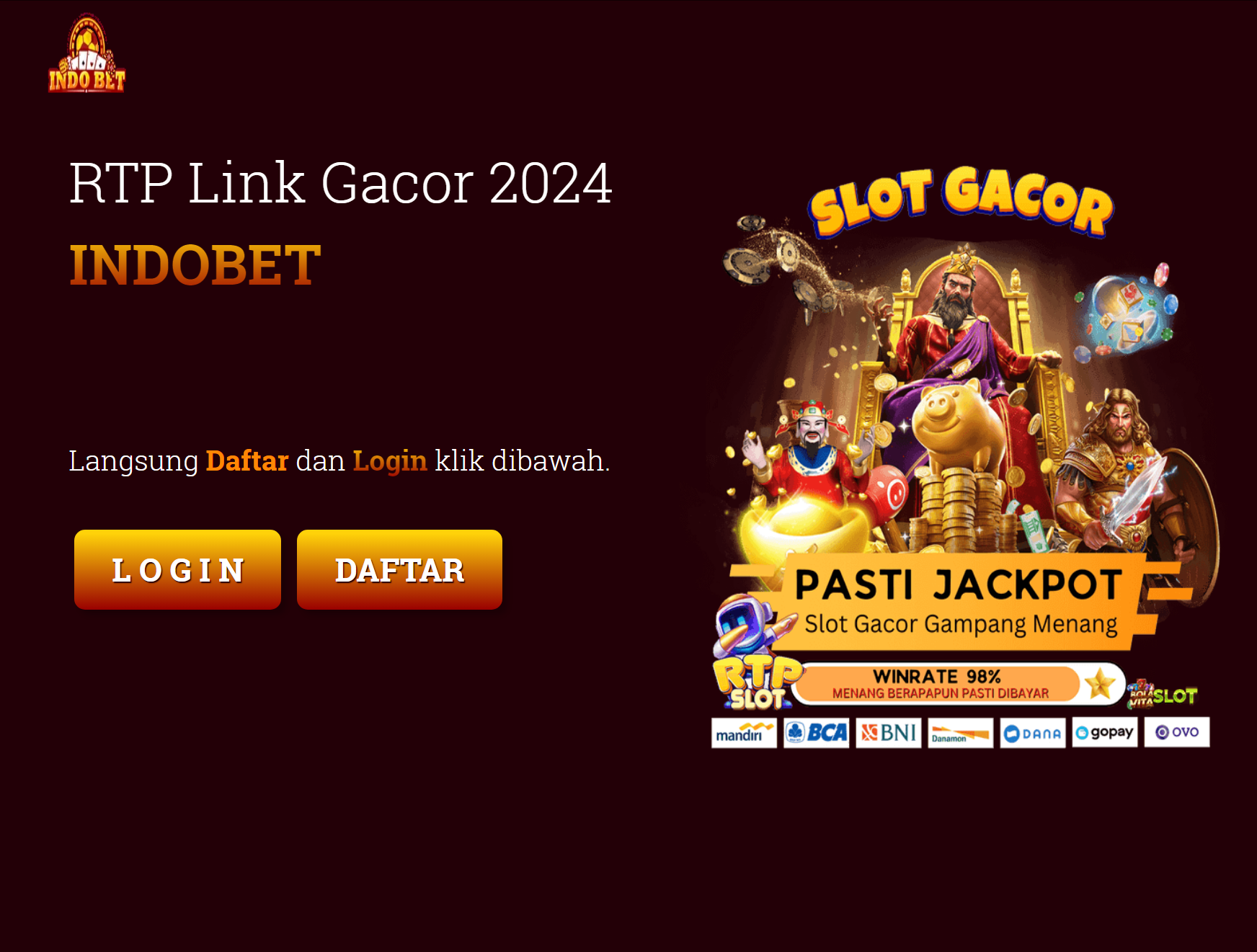 Agen Judi Slots online Indobet bagus pada website mobile